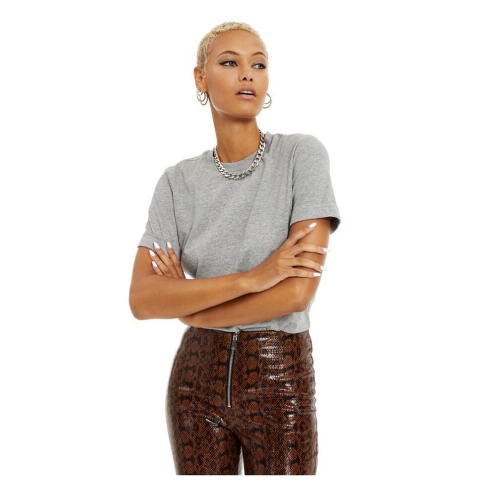 DANIELLE BERNSTEIN Womens Gray T-shirt Heather Bodysuit L